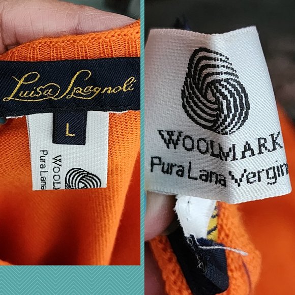 Luisa Spagnoli Orange Virgin Wool Knit Crewneck Sweater - Picture 4 of 4